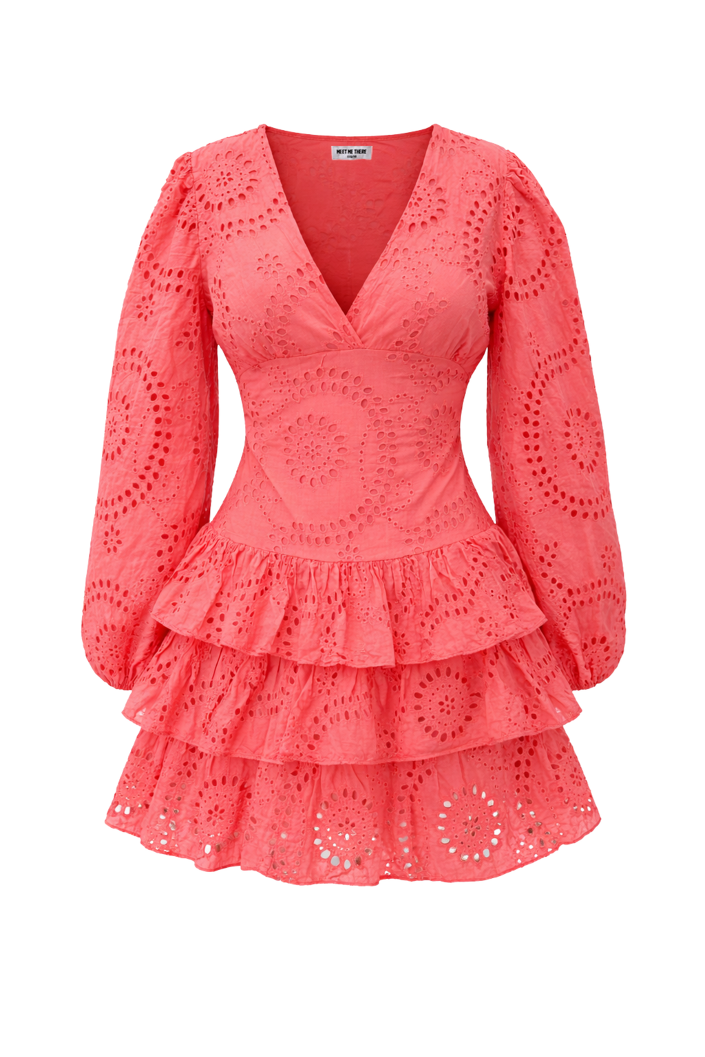 Lacey™ |  Mini-Kleid mit Stickerei in Korallenrot