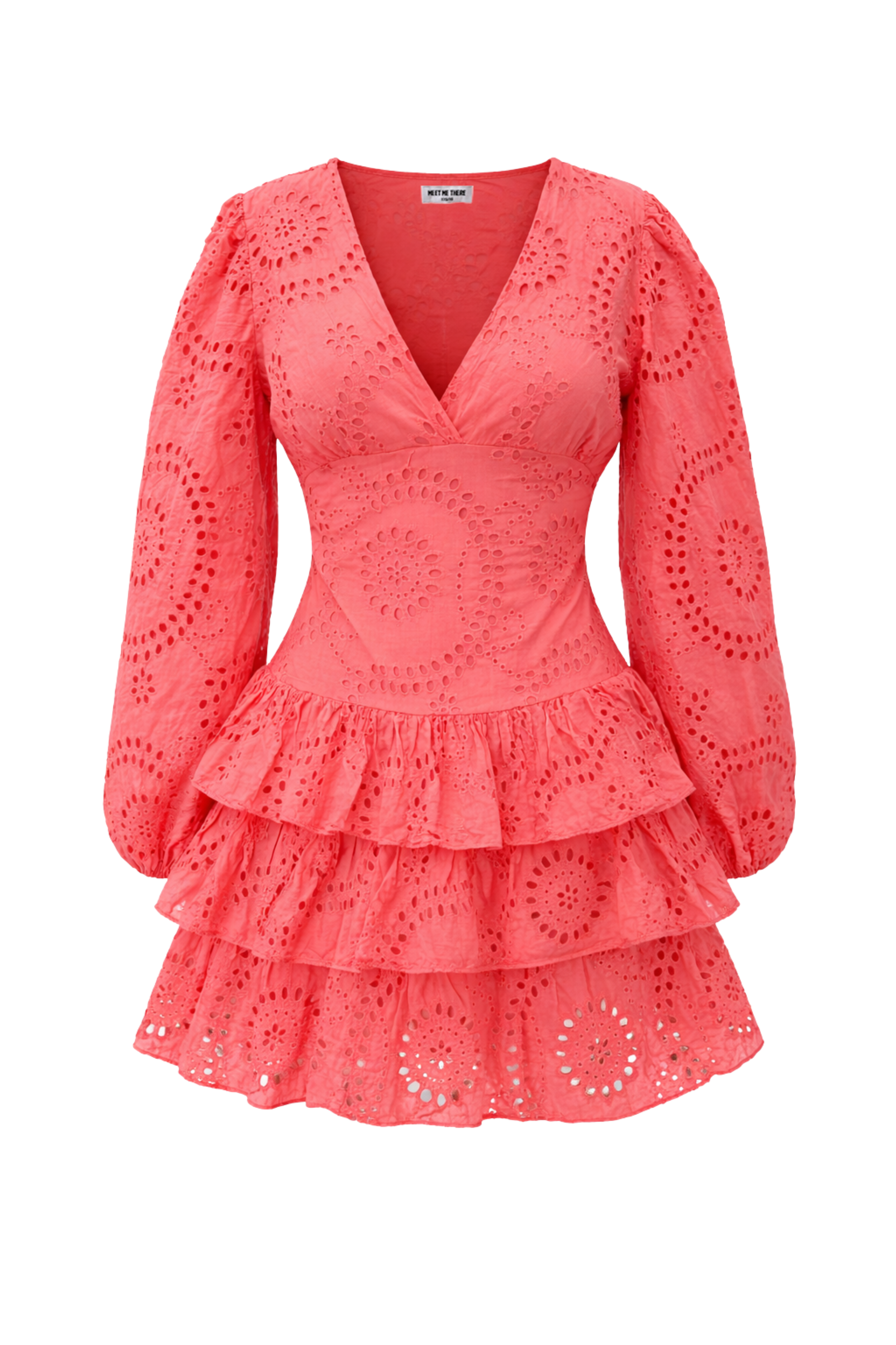 Lacey™ |  Mini-Kleid mit Stickerei in Korallenrot