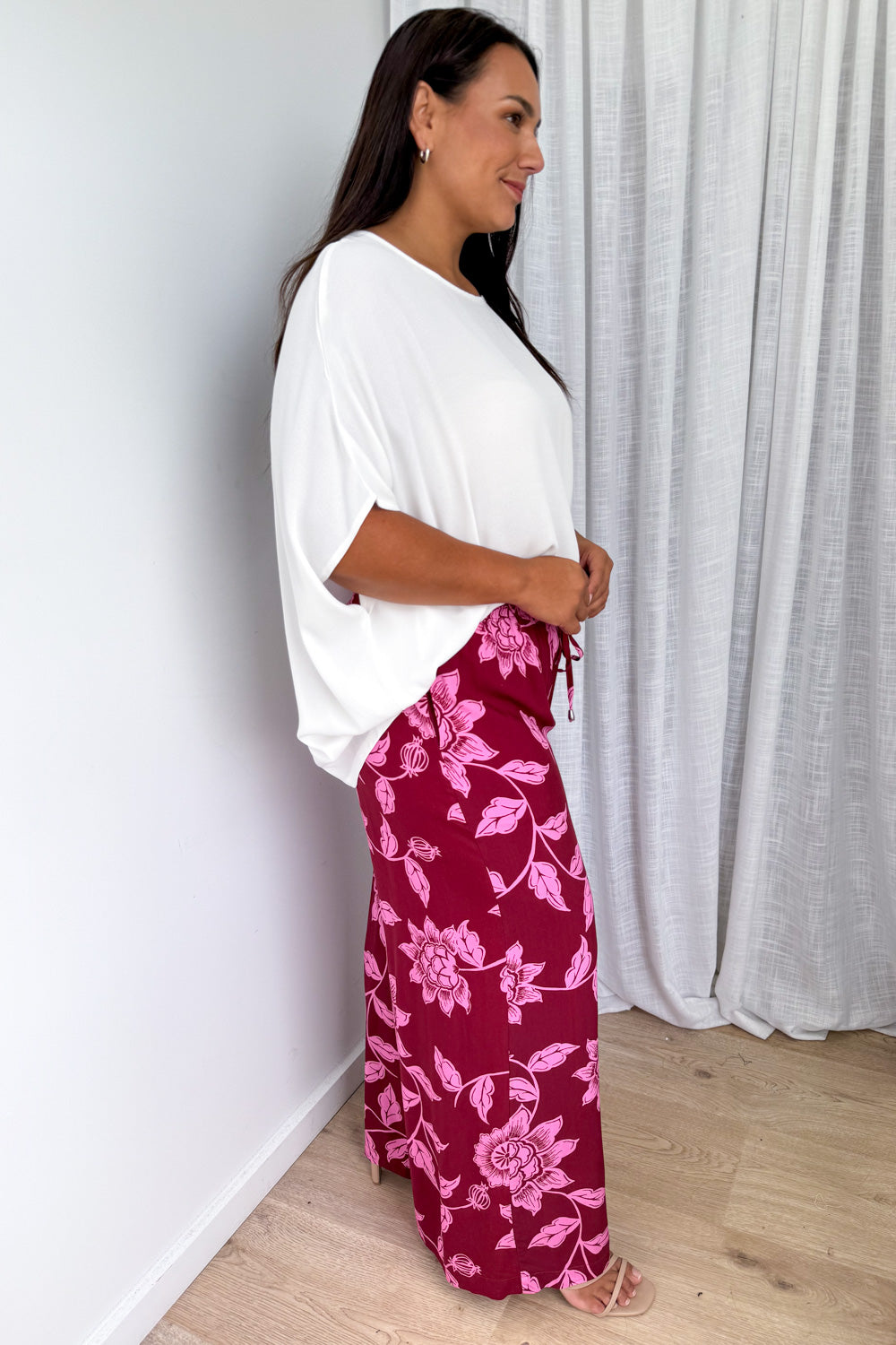 Addison Pants - Pink Multi Leaf