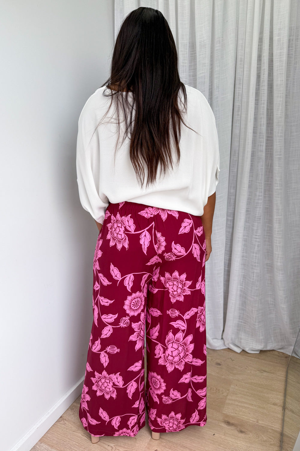 Addison Pants - Pink Multi Leaf