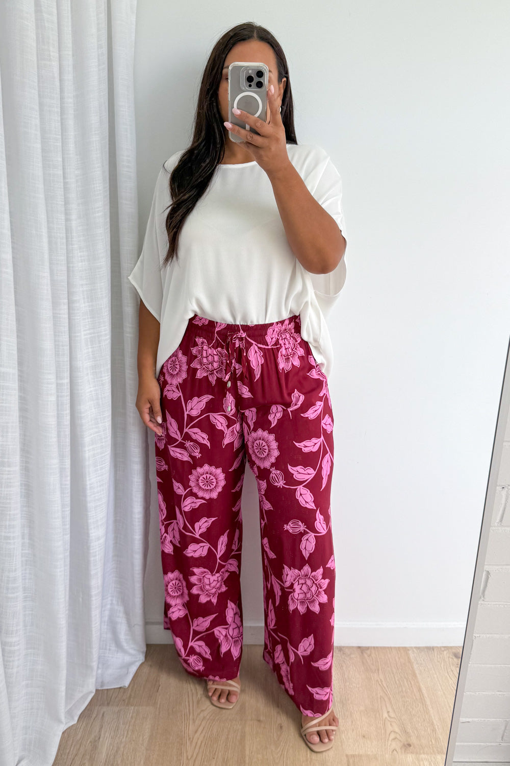 Addison Pants - Pink Multi Leaf