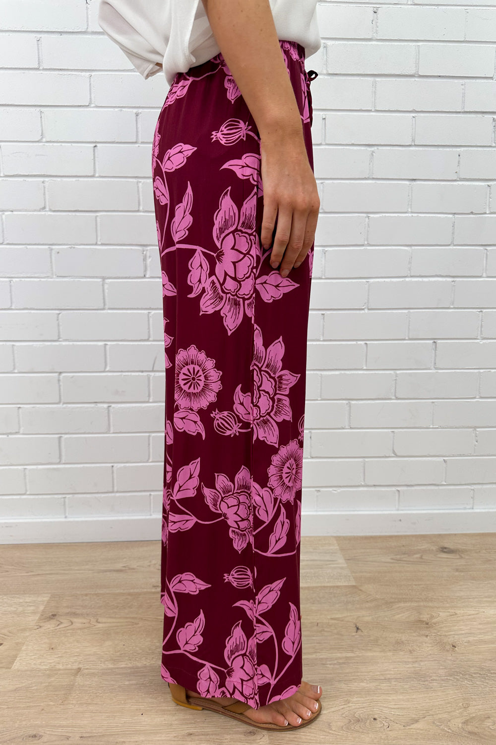 Addison Pants - Pink Multi Leaf