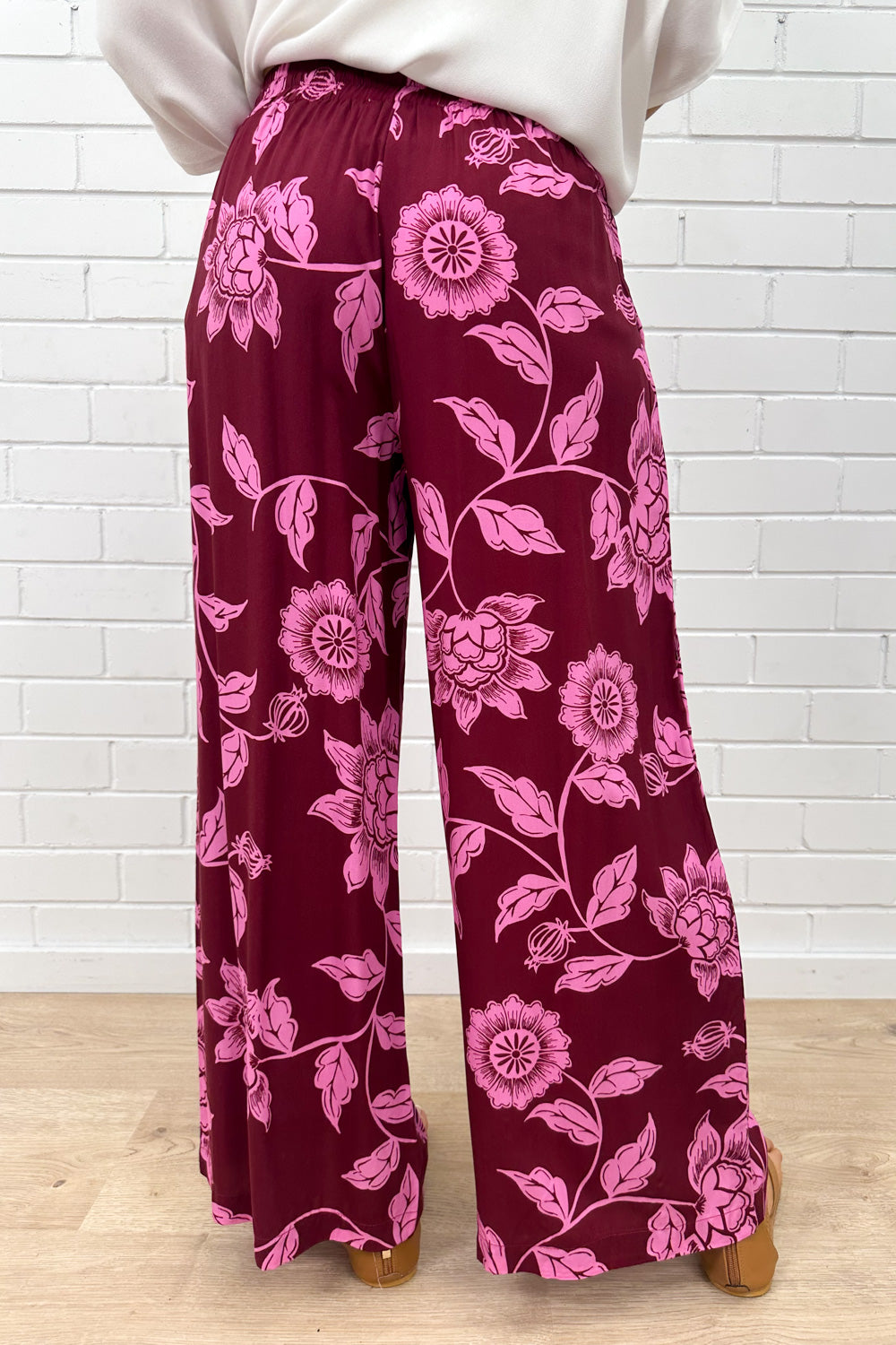 Addison Pants - Pink Multi Leaf