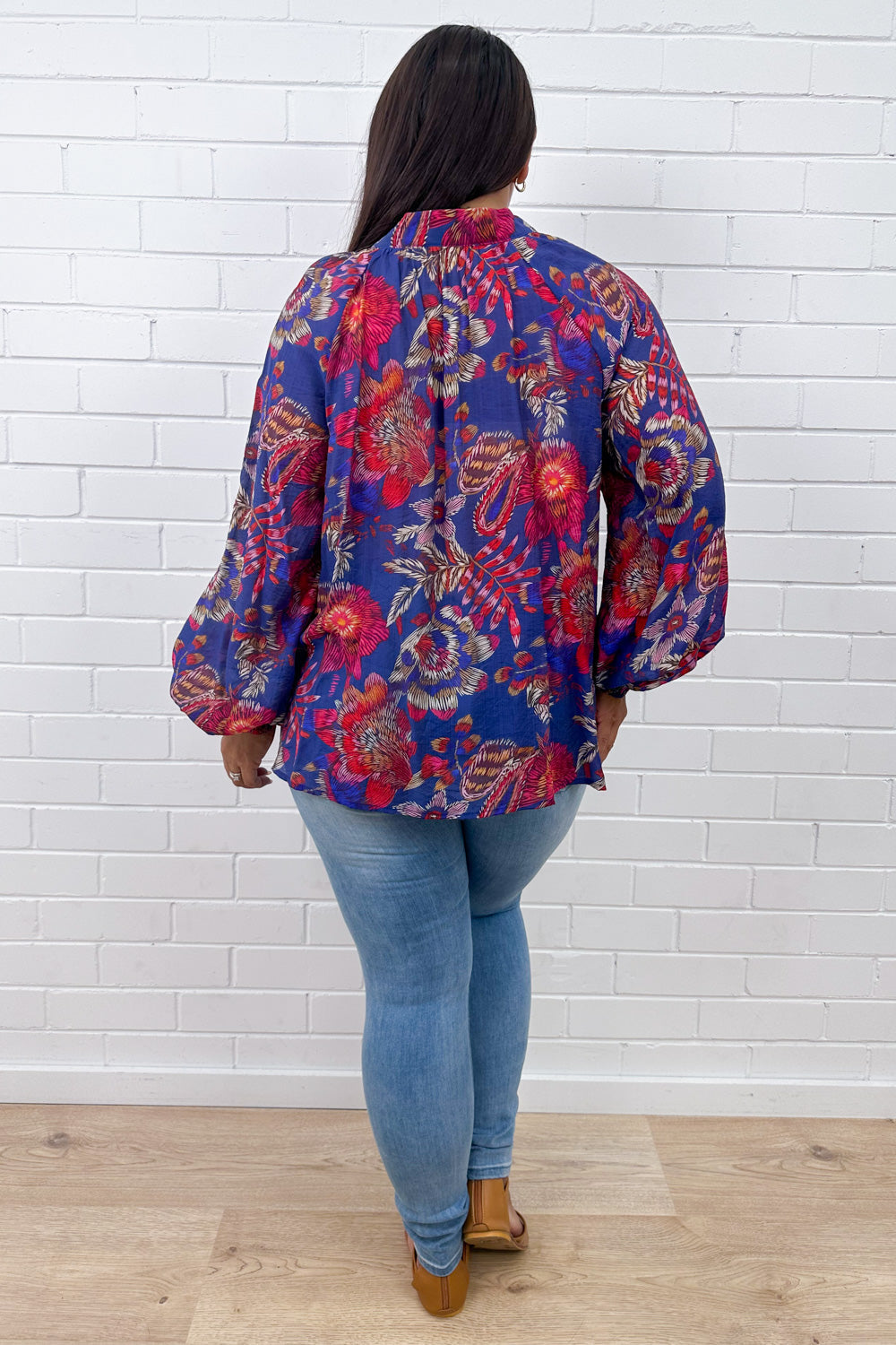 Anthea Blouse - Blue Sketch Floral