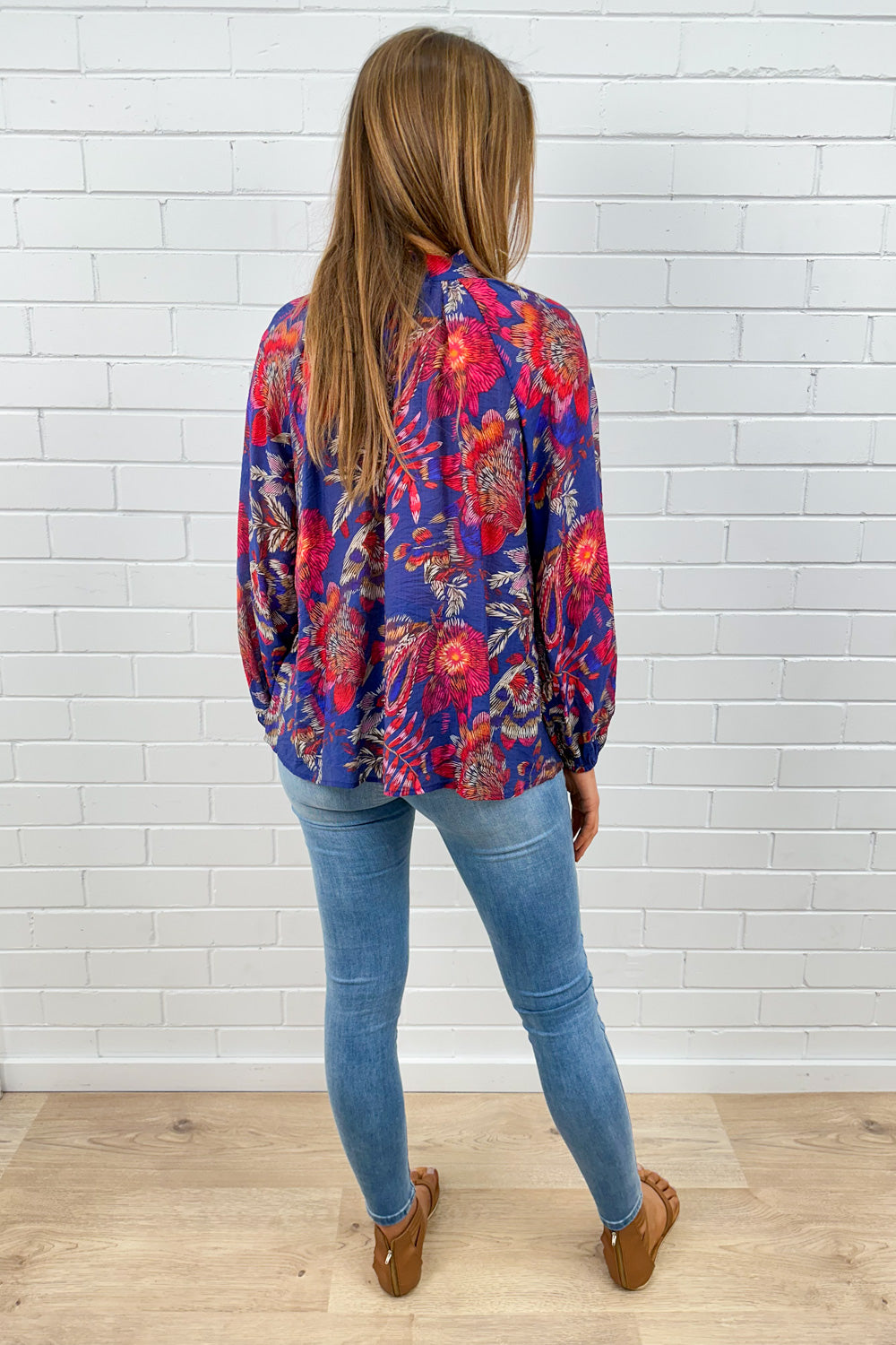 Anthea Blouse - Blue Sketch Floral