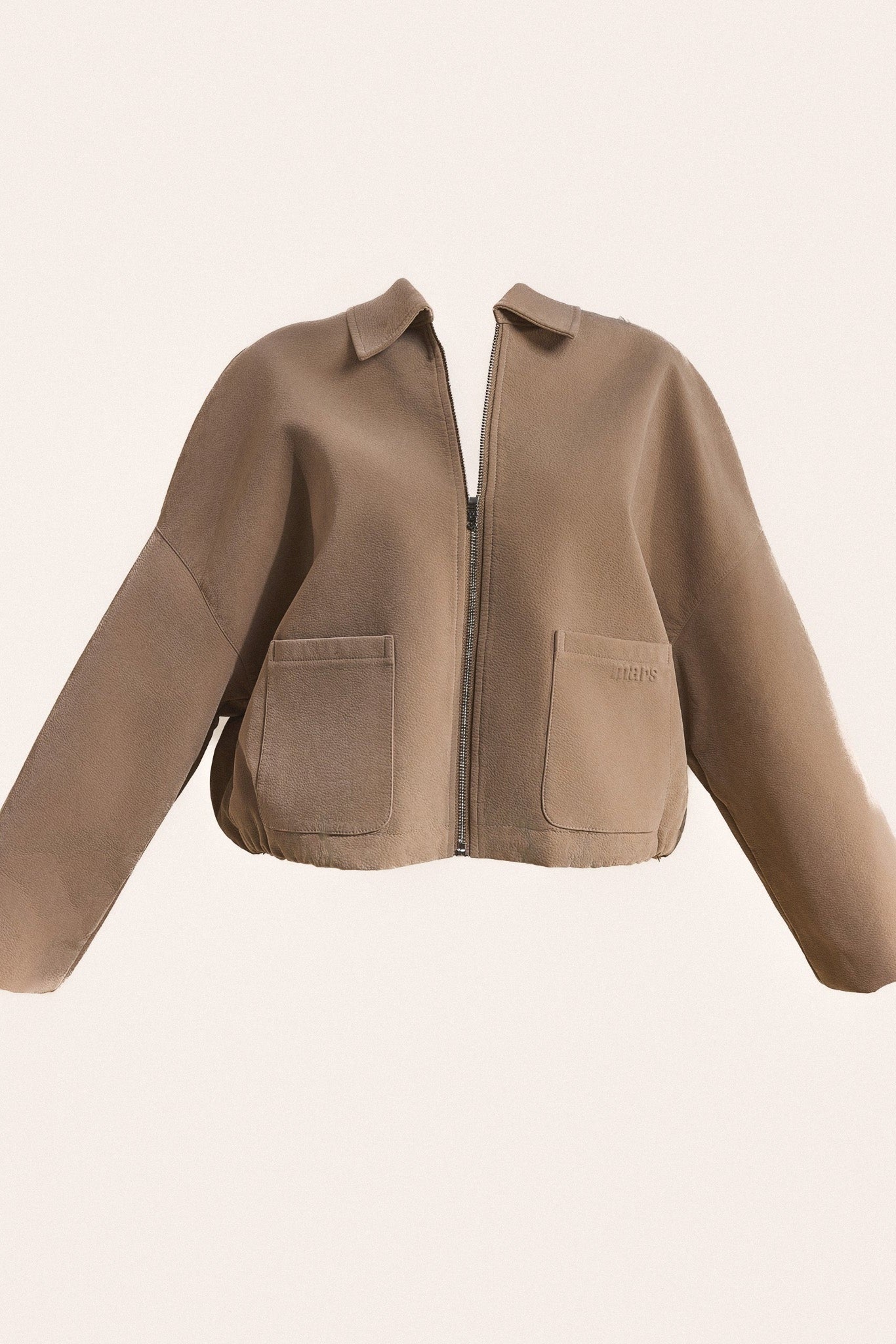 The Isla Faux Suede Cropped Jacket in Beige