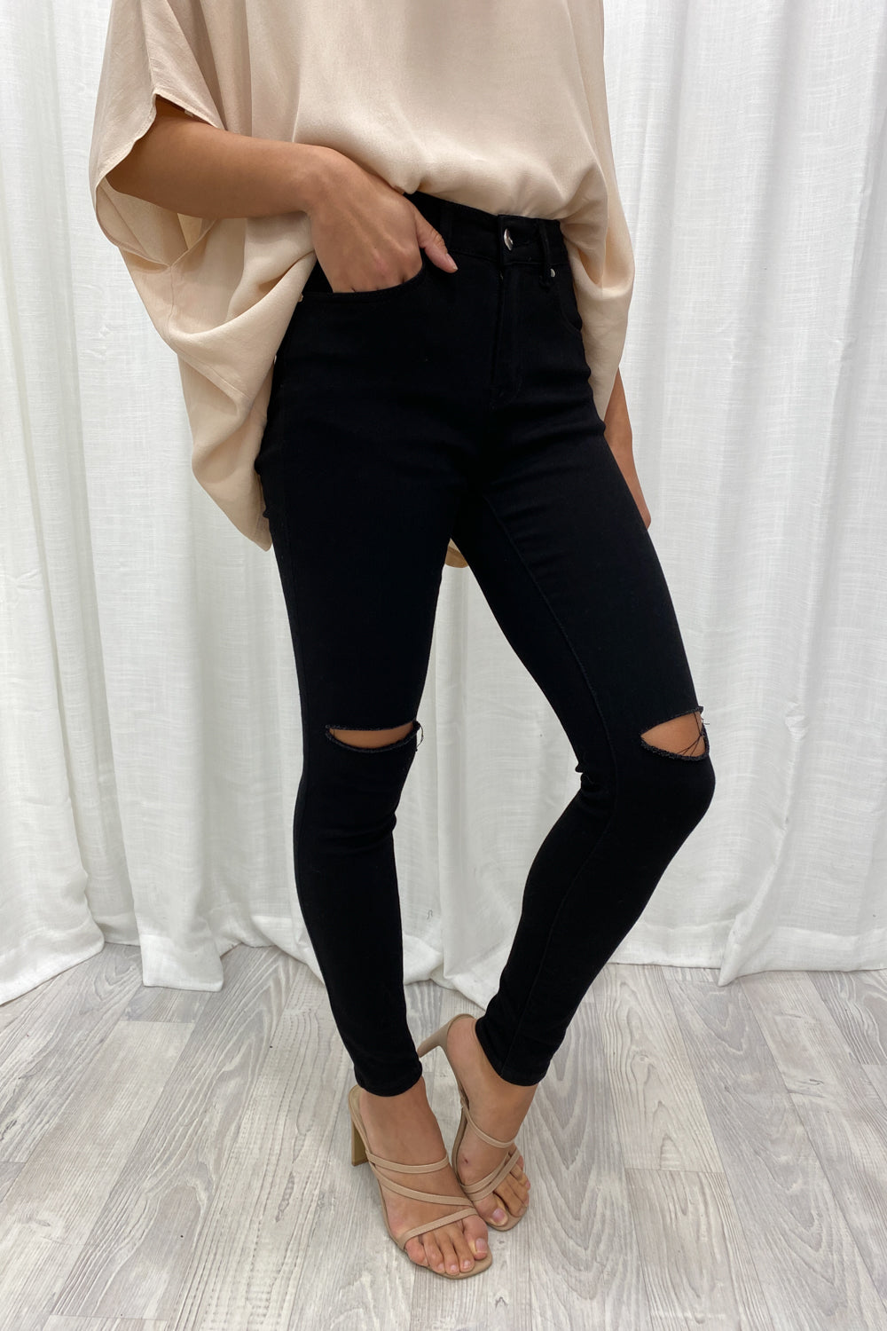 Ryder Skinny Ripped Jeans - Black Denim