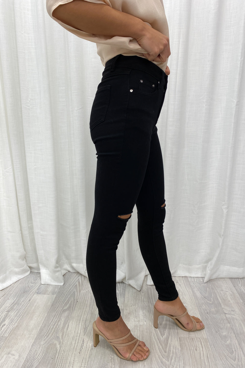 Ryder Skinny Ripped Jeans - Black Denim