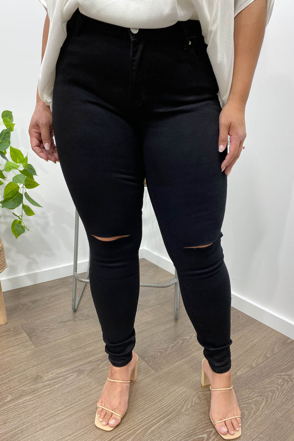 Ryder Skinny Ripped Jeans - Black Denim