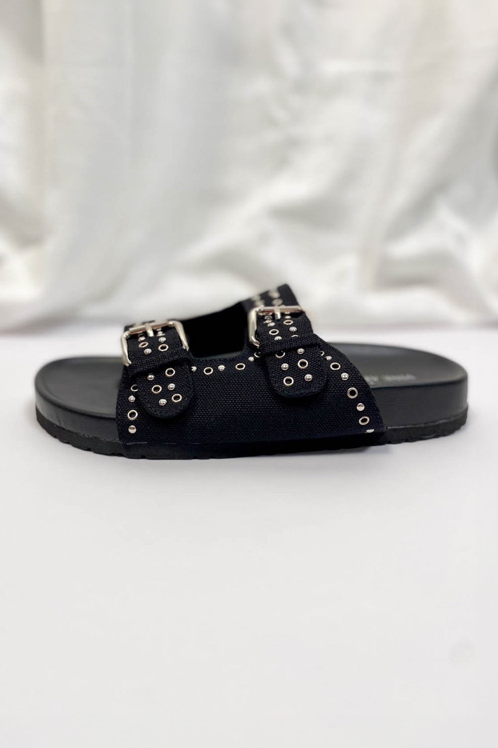 Studded Buckle Slide - Black
