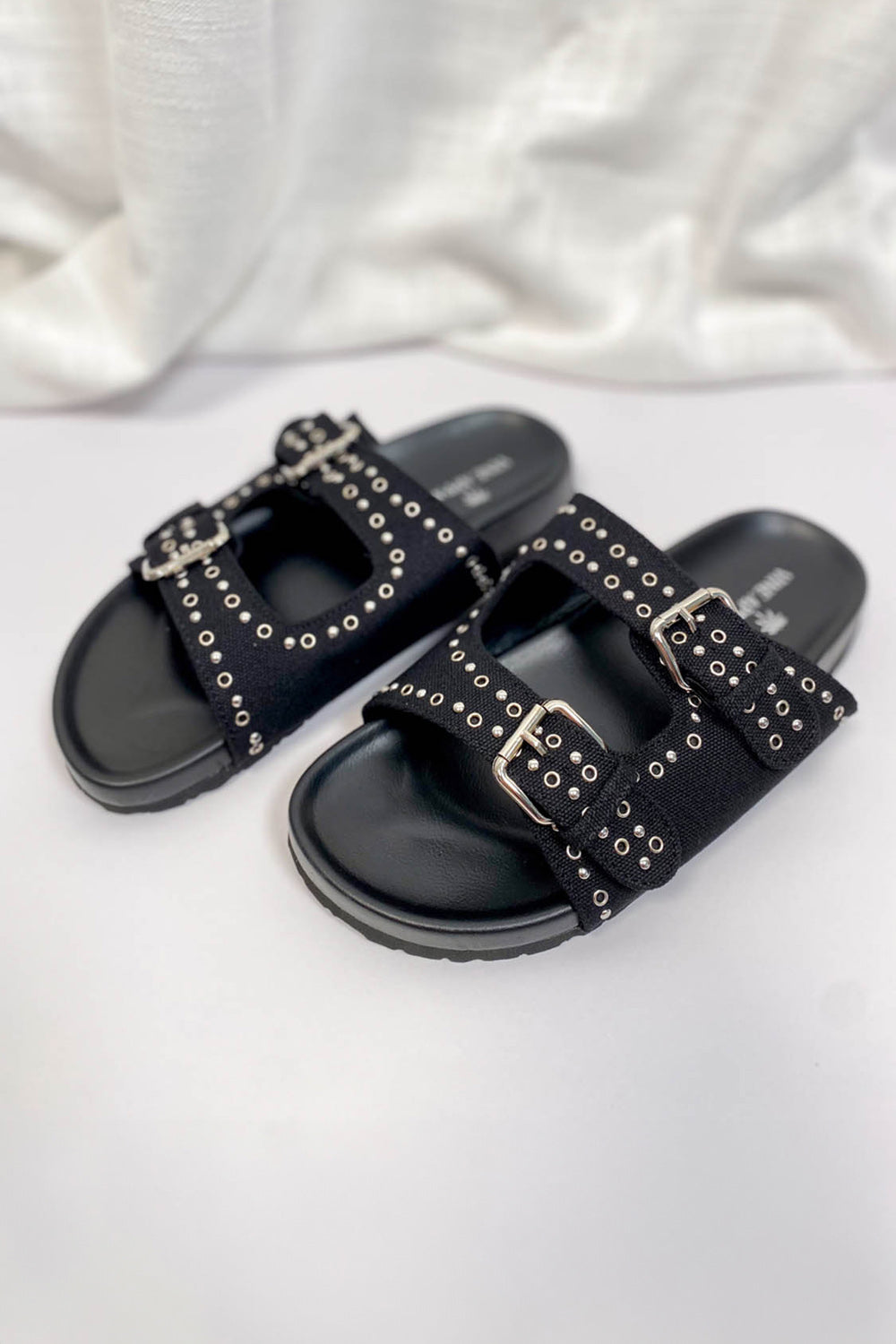 Studded Buckle Slide - Black
