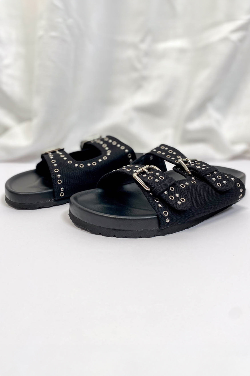 Studded Buckle Slide - Black