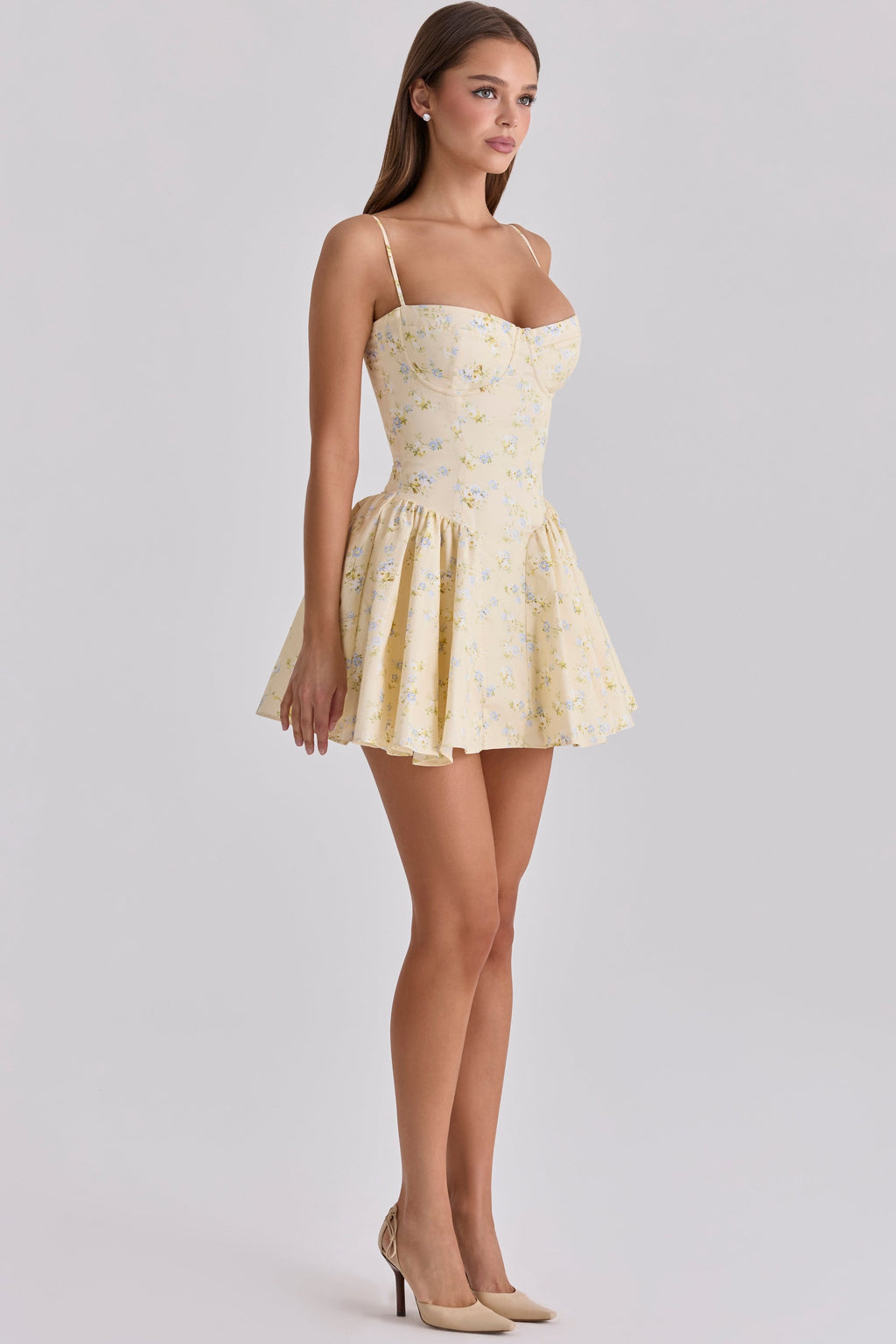 Samaria™ | Buttergelb Floral Minikleid