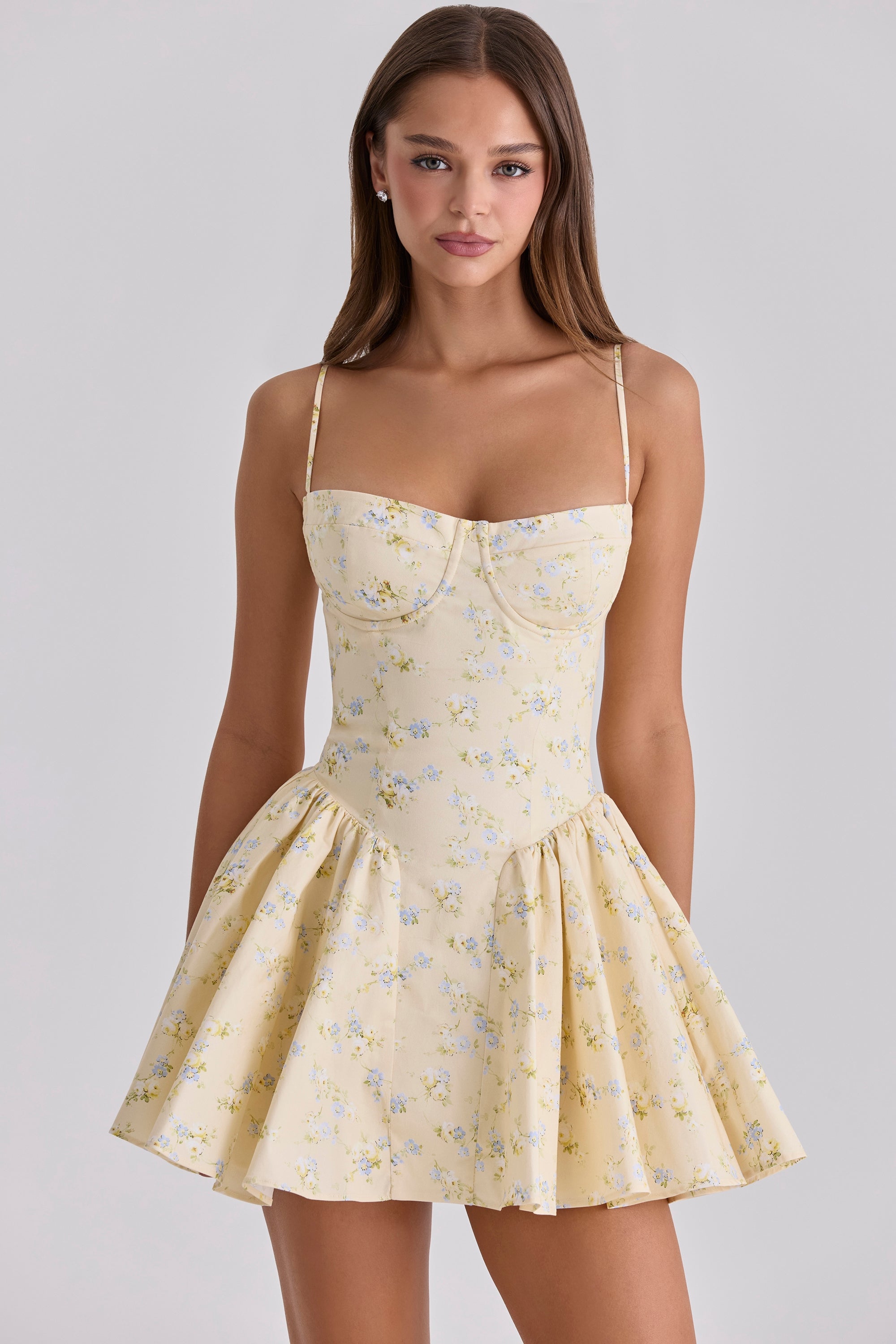 Samaria™ | Buttergelb Floral Minikleid
