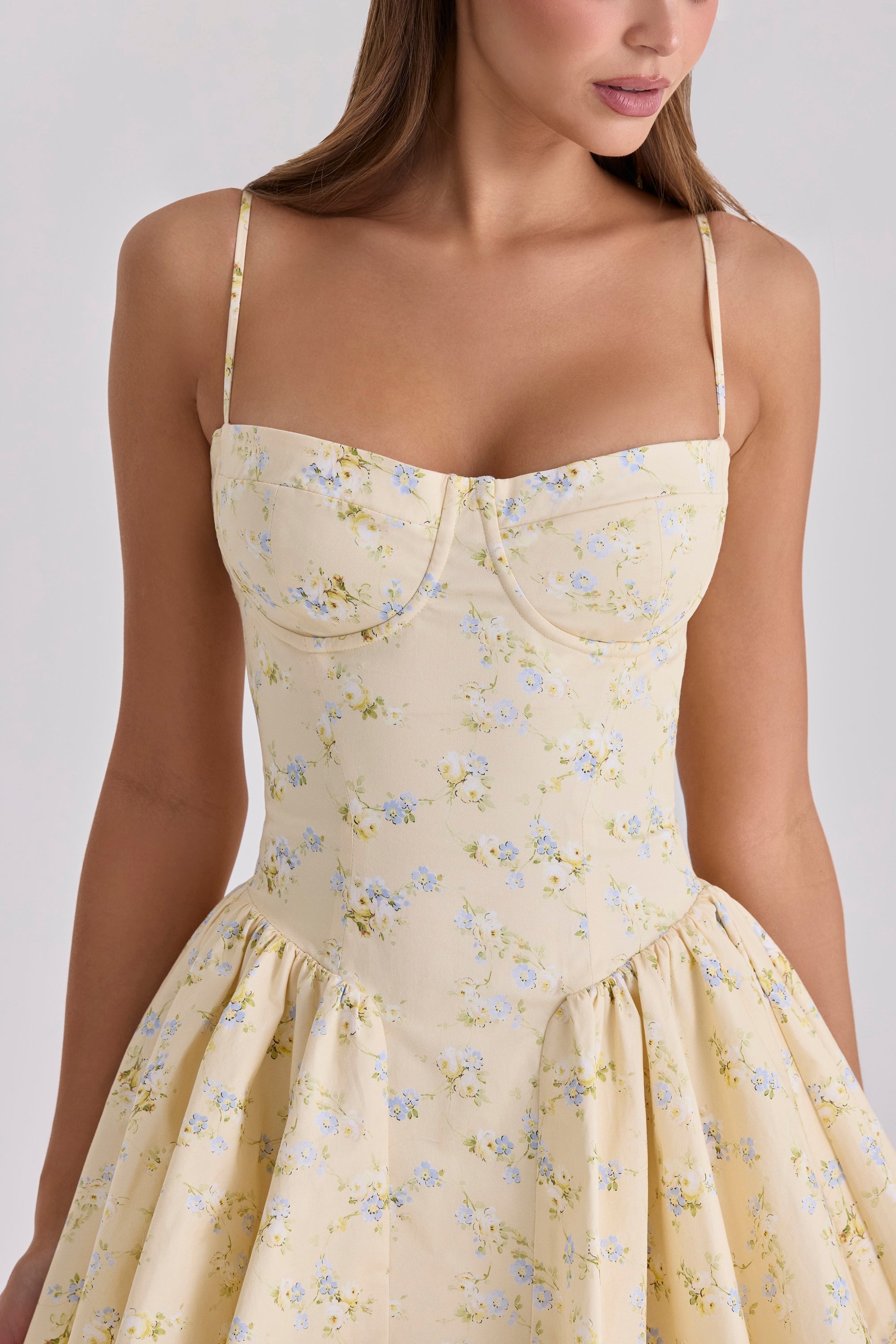 Samaria™ | Buttergelb Floral Minikleid